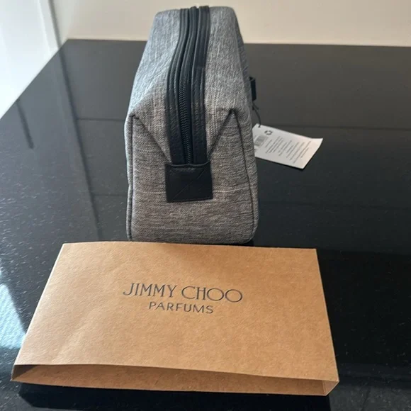 BNWT Jimmy Choo Toiletry Pouch Gray 9” X9” X4” - Picture 5 of 6